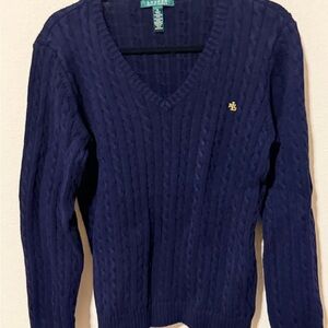 Ralph Lauren Men's Deep Blue V-Neck Sweater